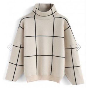 Grid Turtleneck Sweater